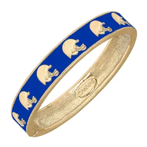 Bracelets- Canvas Game Day Enamel Football Helmet Hinge Bangle in Blue
