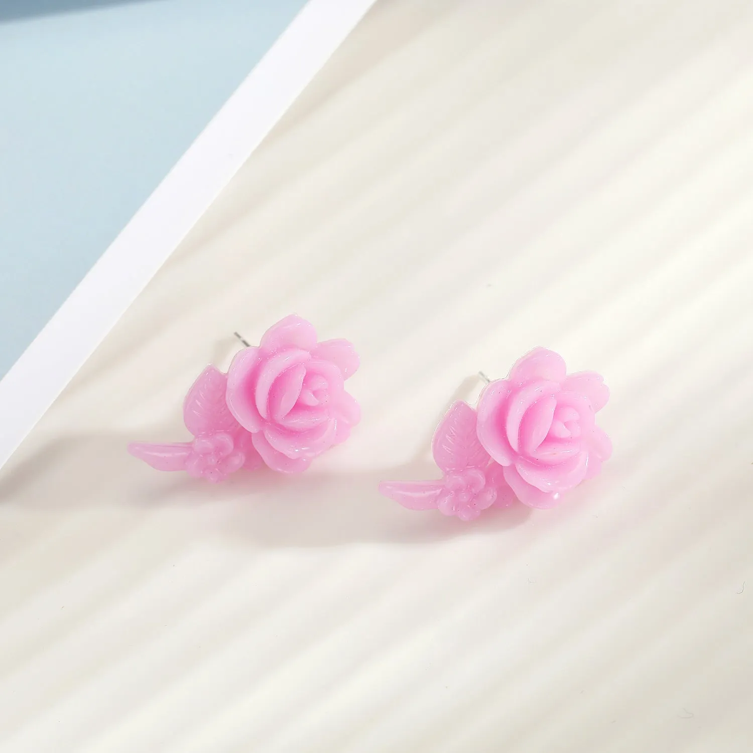 Candy Color Rose Earrings Resin Earrings Small and Exquisite