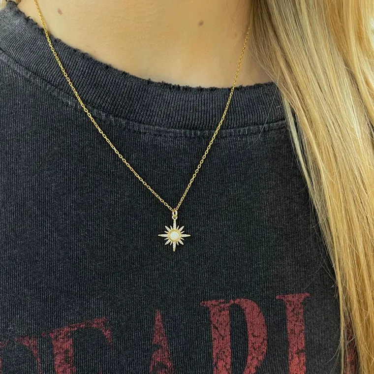 Celestial Gold Necklaces-OPAL STARBURST