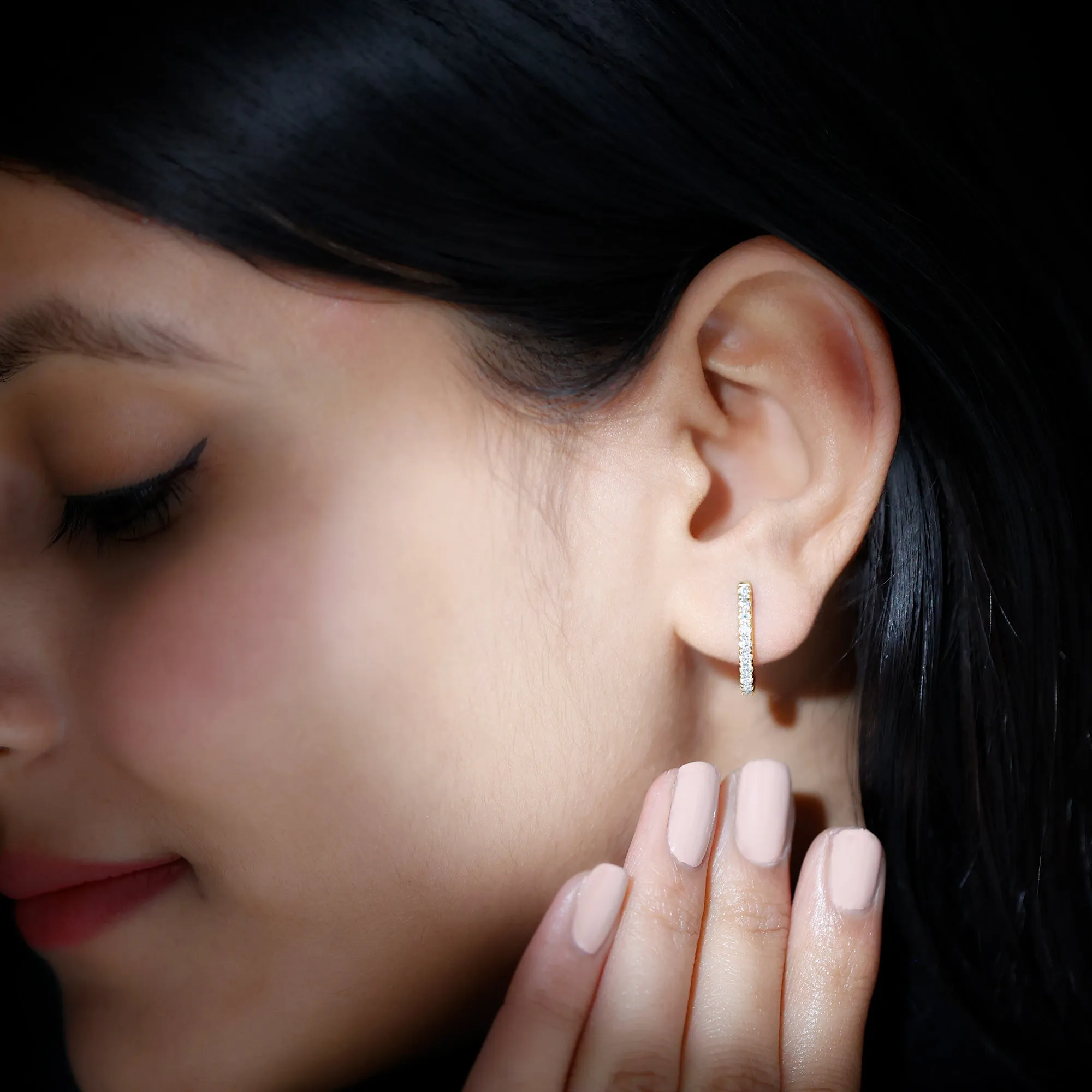 Certified Moissanite Simple Hoop Earrings