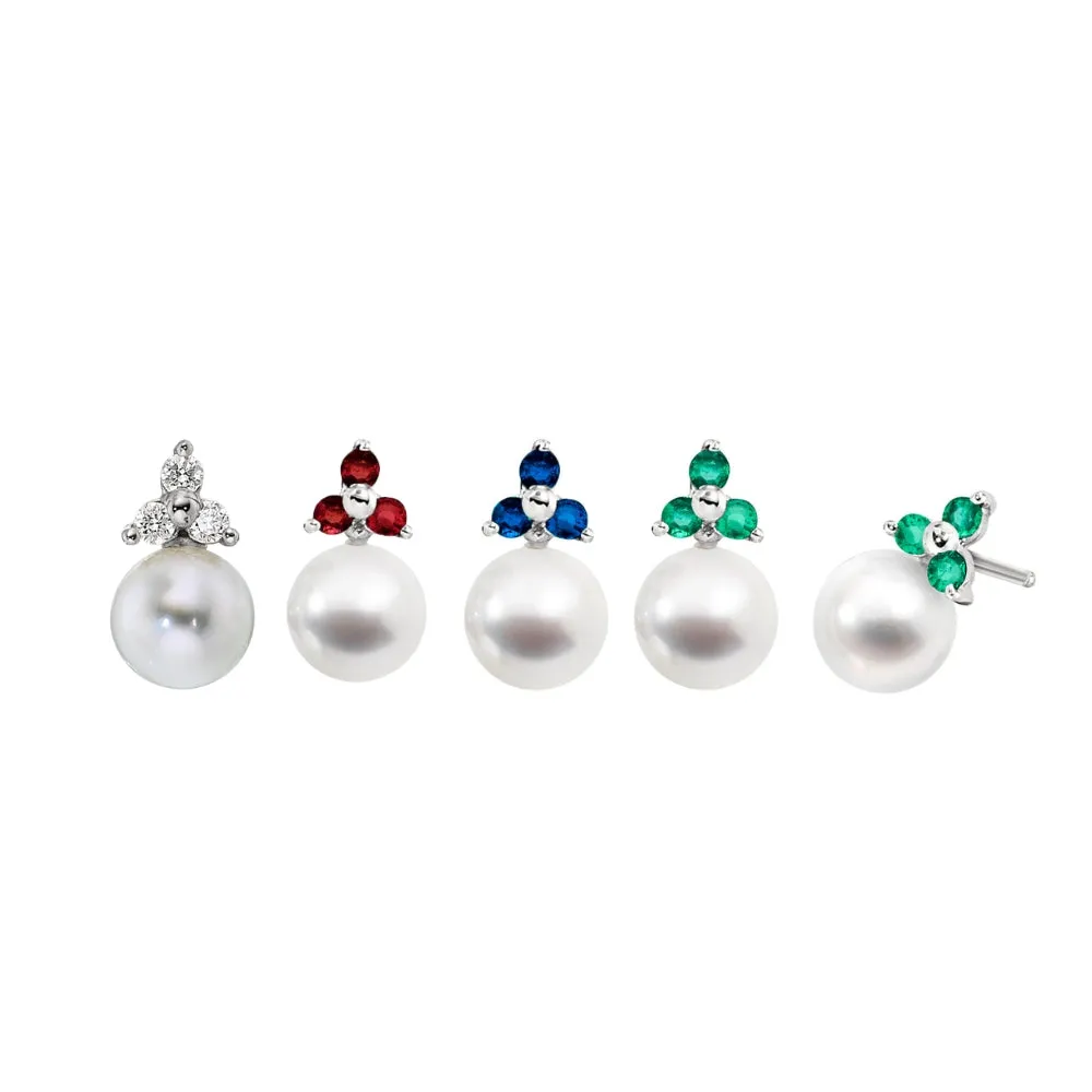 Classic Ruby and Pearl Earrings 14KT