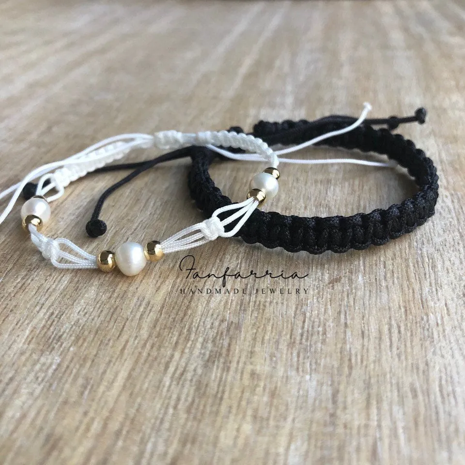 Clearwater II White Pearl Couple Bracelets