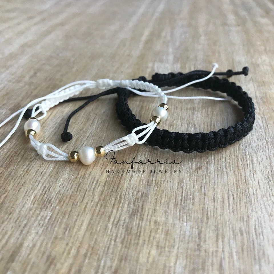 Clearwater II White Pearl Couple Bracelets