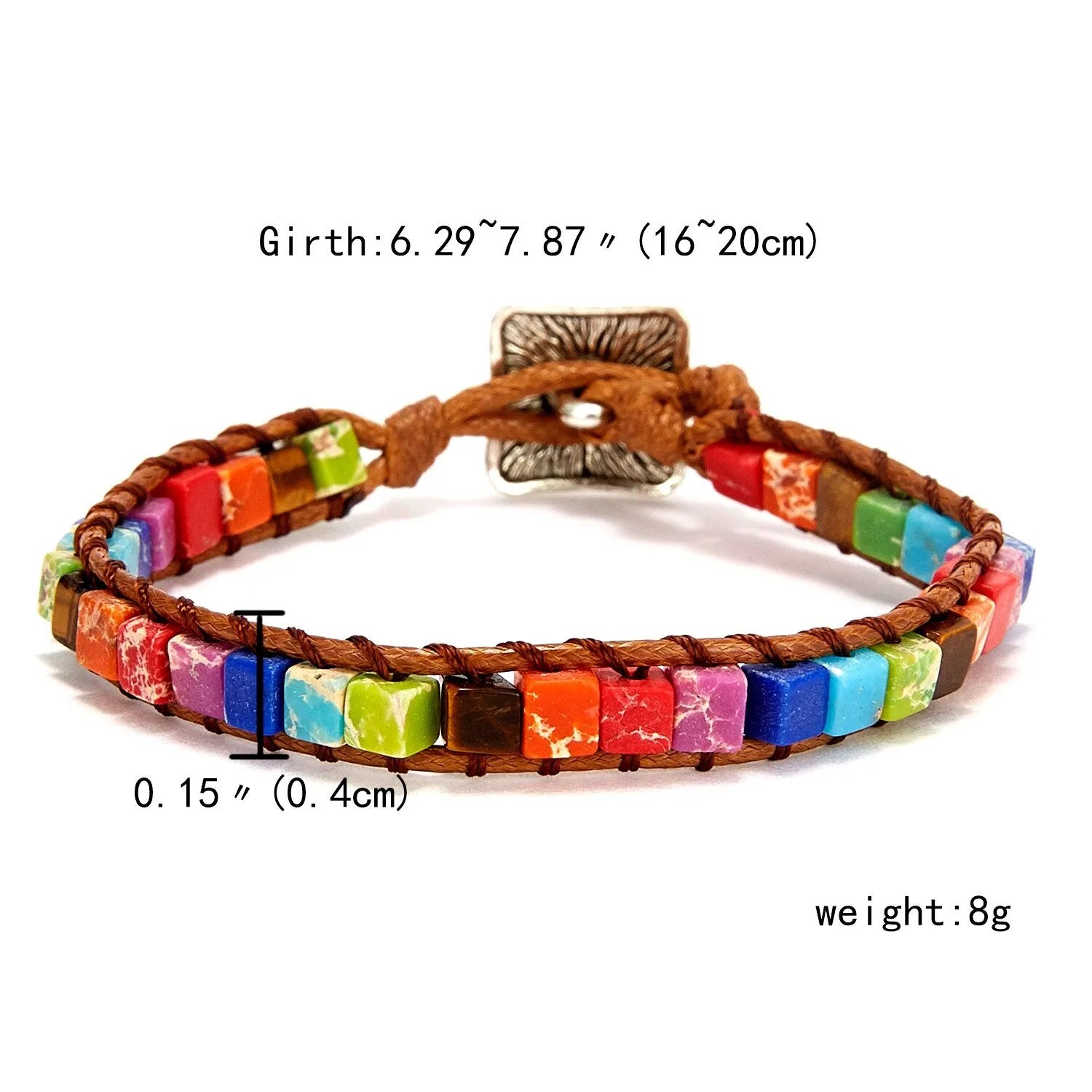 Color Positivity(International Friendship) Chakra Bracelets- Jewelry Handmade Multicolor Natural Stone Tube Beads Leather Wrap Bracelet Couples Bracelets Gifts