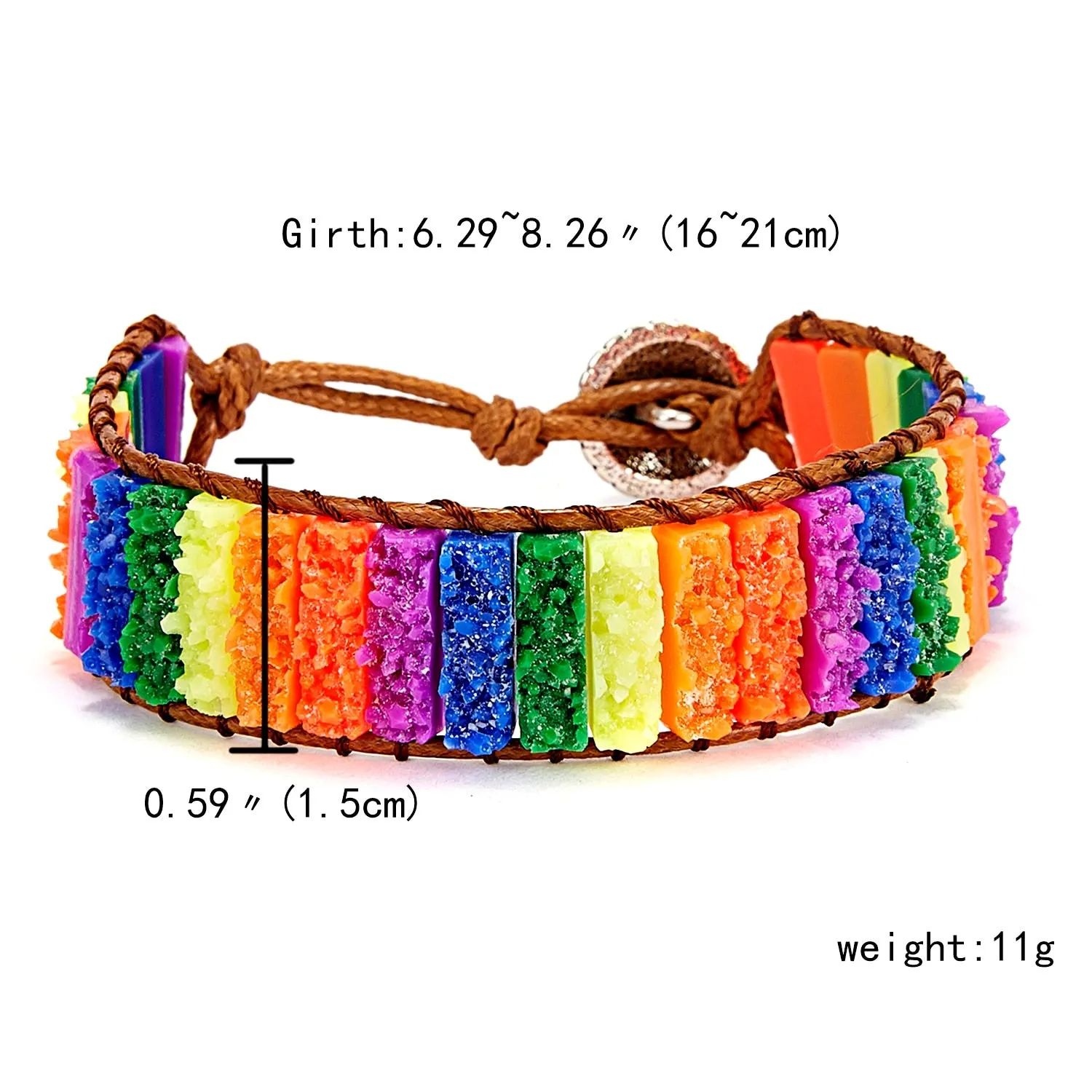 Color Positivity(International Friendship) Chakra Bracelets- Jewelry Handmade Multicolor Natural Stone Tube Beads Leather Wrap Bracelet Couples Bracelets Gifts