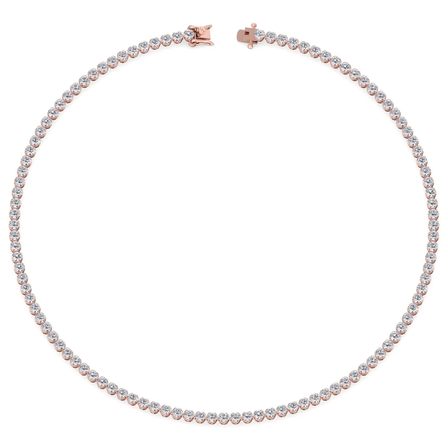 Crown Prong Natural Diamond Tennis Necklace 14K Solid Gold ( Illusion Setting)