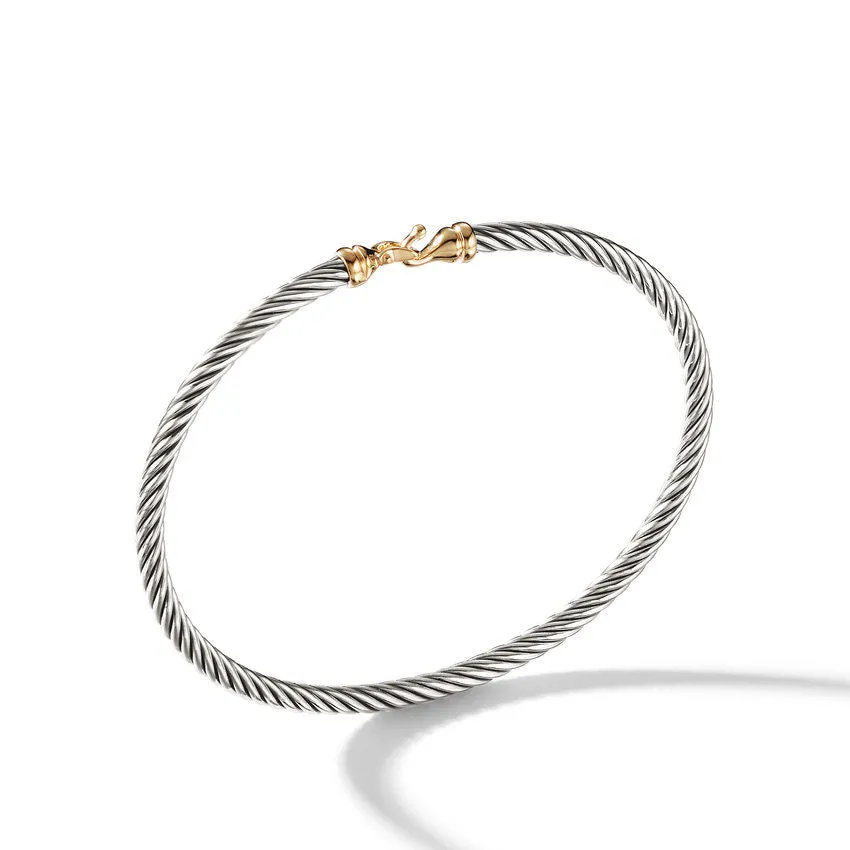 David Yurman Cable Collectibles Buckle Bangle Bracelet with 18k Gold, 3mm | Medium
