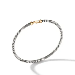 David Yurman Cable Collectibles Buckle Bangle Bracelet with 18k Gold, 3mm | Medium