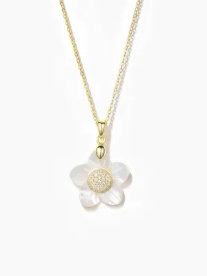 Delicate Flower With CZ Pendant Necklace