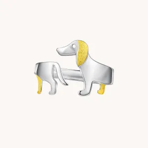 Dog Silver Adjustable Ring W.