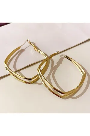 DOUBLE SQUARE RING SIMPLE EARRINGS