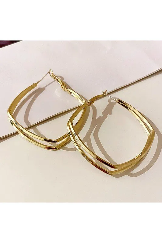 DOUBLE SQUARE RING SIMPLE EARRINGS