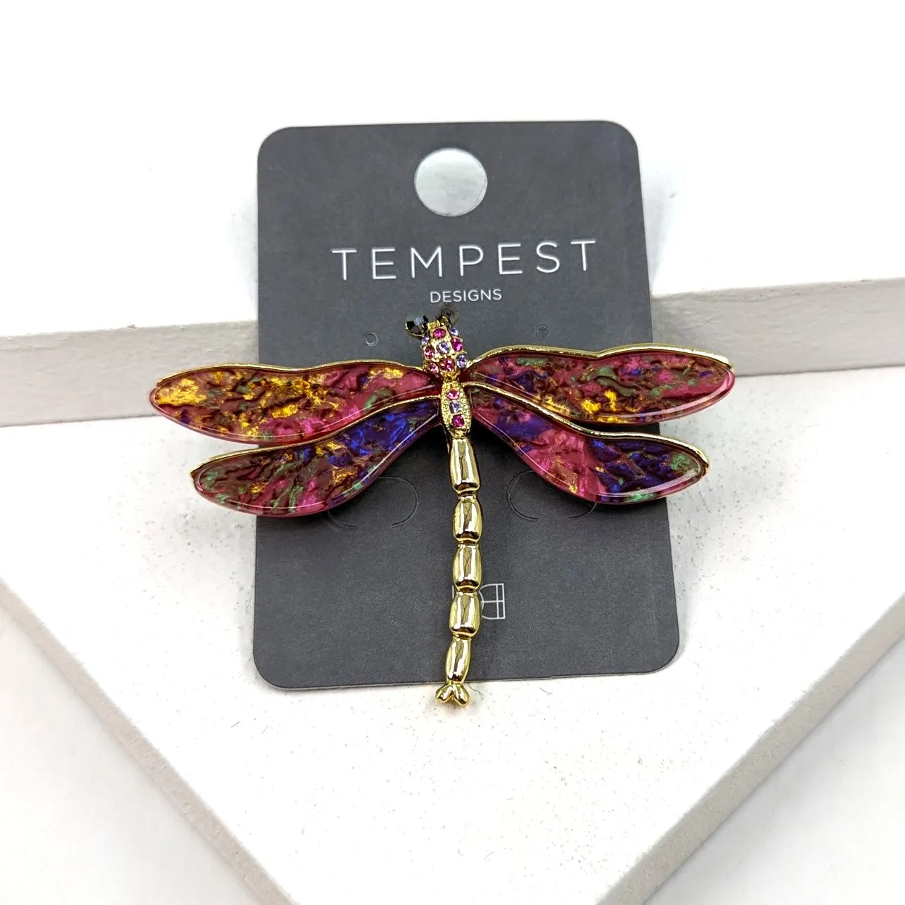 Dragonfly brooch with resin wings