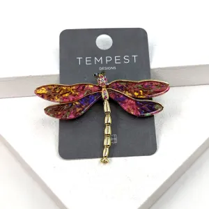 Dragonfly brooch with resin wings