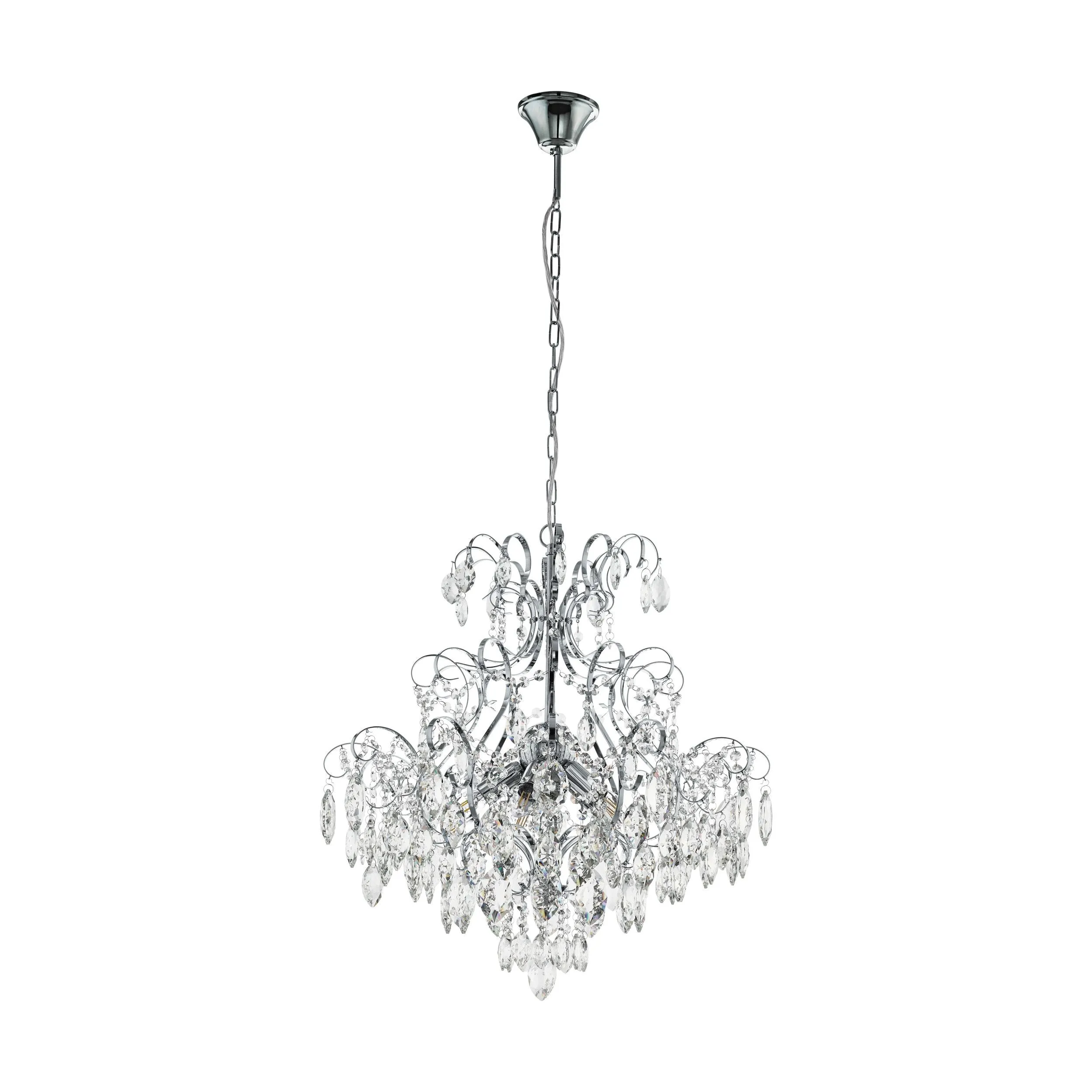 Eglo Lighting FENOULLET pendant light crystals and chrome highlights Chrome