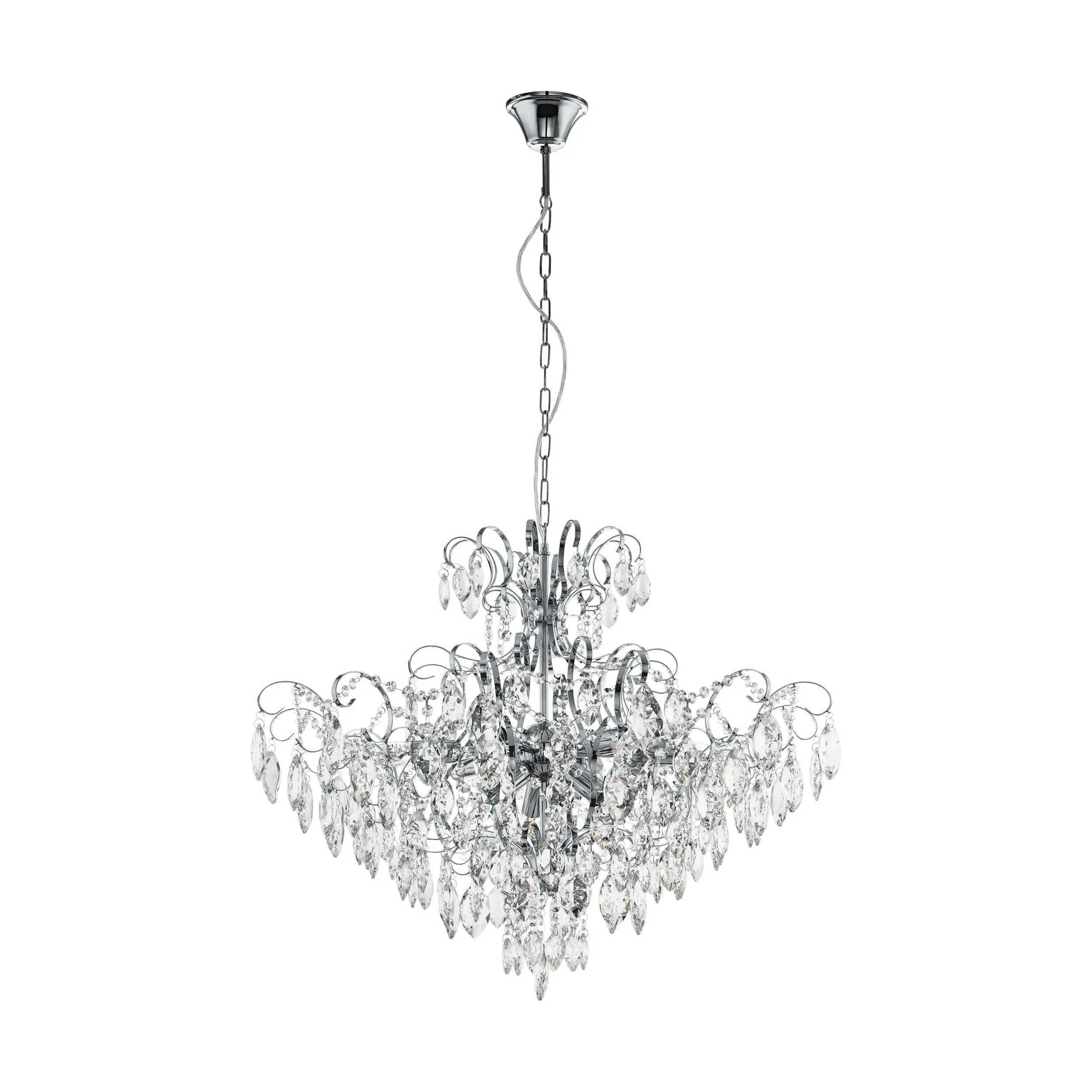 Eglo Lighting FENOULLET pendant light crystals and chrome highlights Chrome