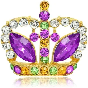 Enamel Mardi Gras Brooch Pins For Men Women Purple Gold Green Mardi Gras Mask Crown Pins Colorful Carnival Fat Tuesday Charm Jewelry Gifts