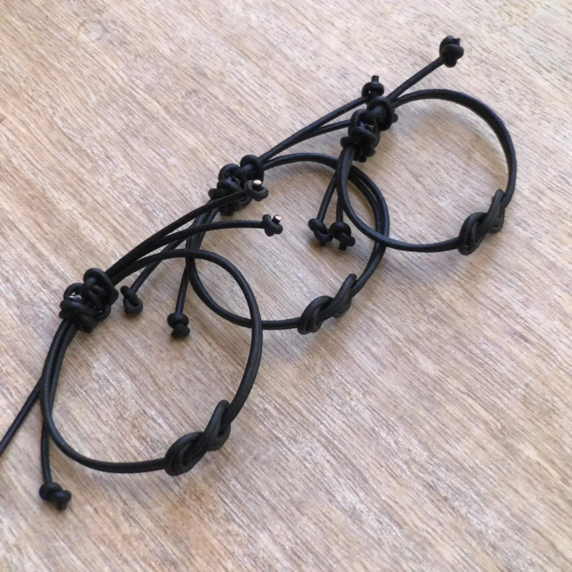 Family Bracelets Black Leather Matching Bracelets