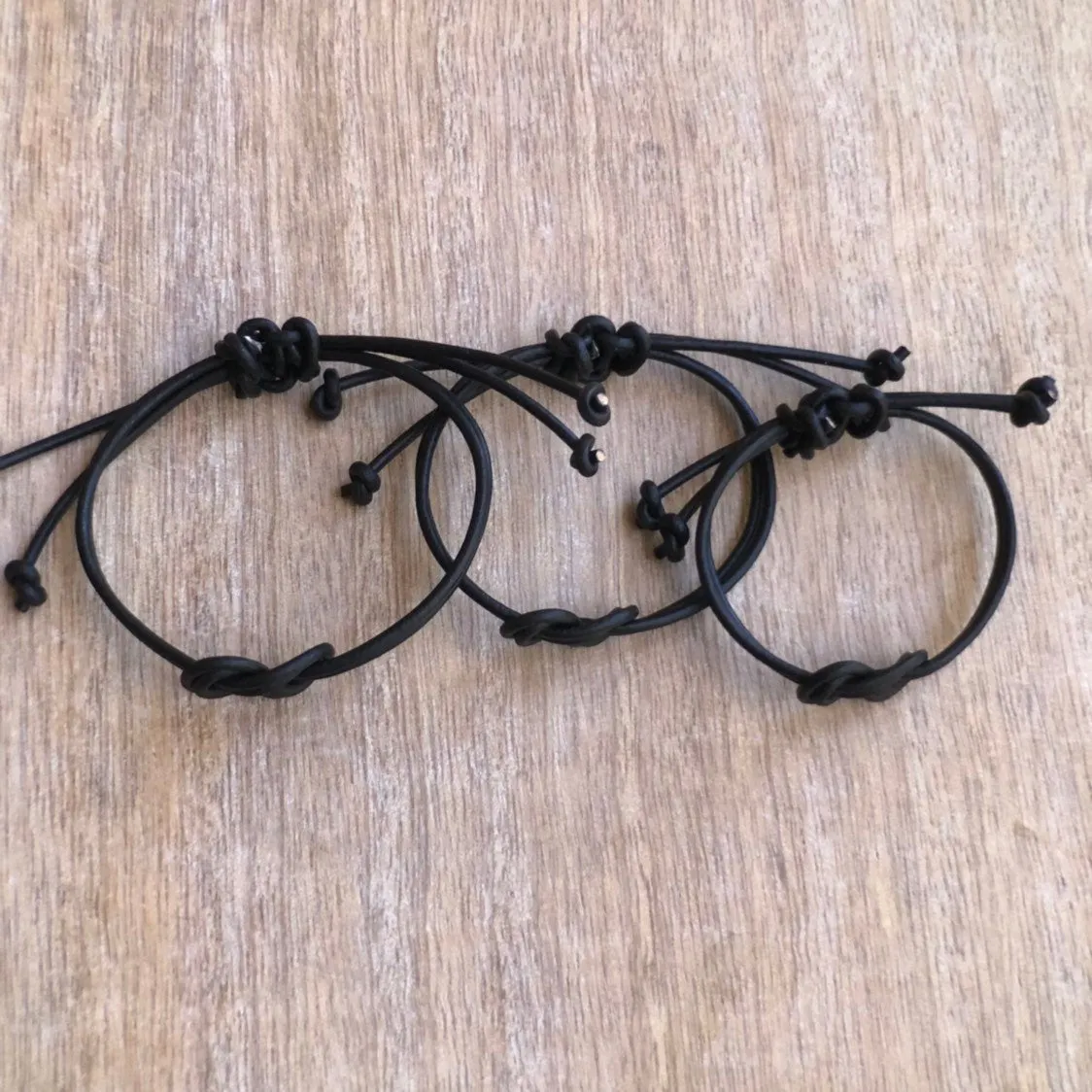 Family Bracelets Black Leather Matching Bracelets