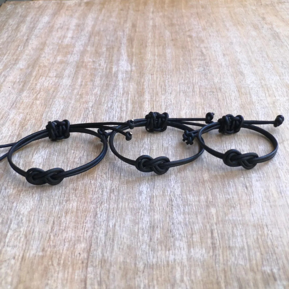 Family Bracelets Black Leather Matching Bracelets