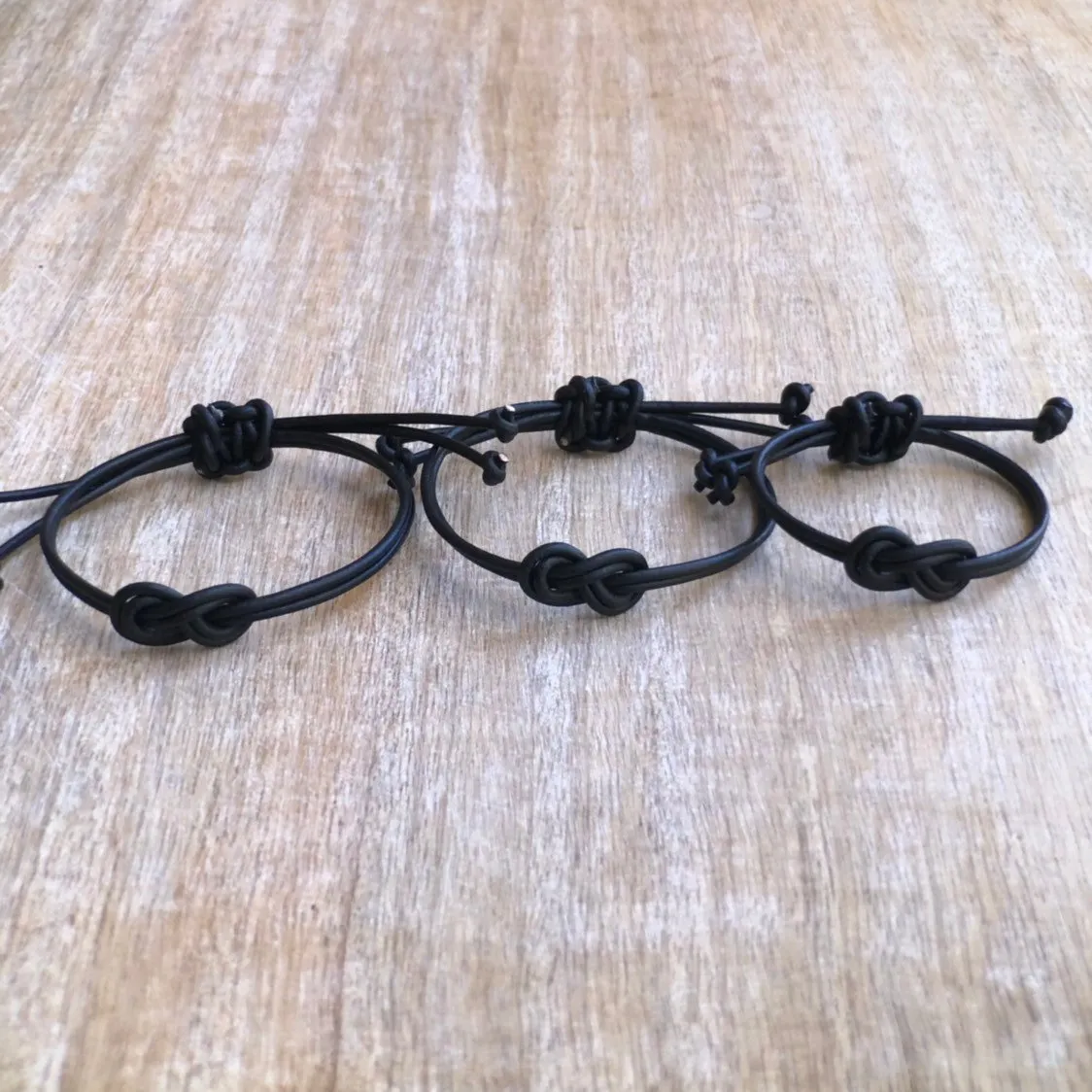 Family Bracelets Black Leather Matching Bracelets