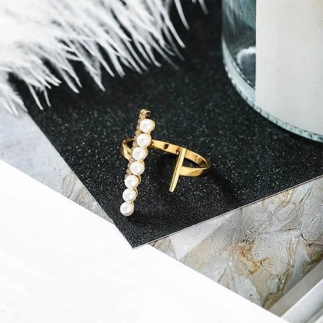 Finger Rings Charm Jewelry Fashion Pearl Bar Geometric Pattern