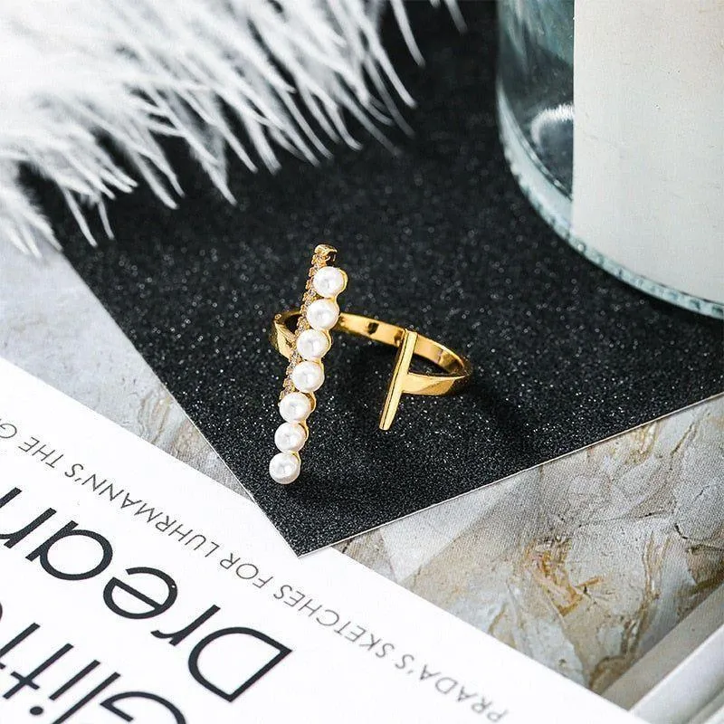 Finger Rings Charm Jewelry Fashion Pearl Bar Geometric Pattern