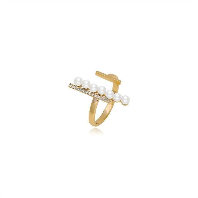 Finger Rings Charm Jewelry Fashion Pearl Bar Geometric Pattern