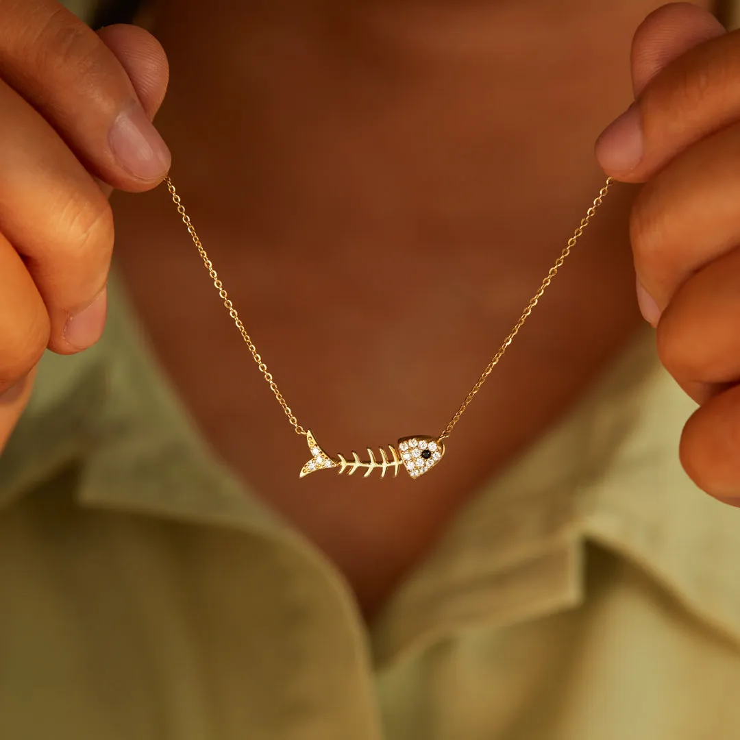Fishing Partners For Life Fishbone Necklace