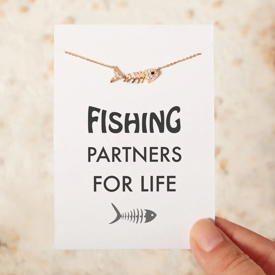 Fishing Partners For Life Fishbone Necklace