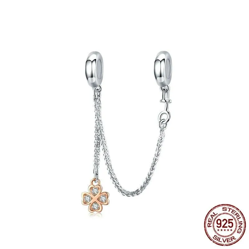 Four Leaf Clover Safety Chain Charm (with Silicone)