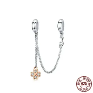 Four Leaf Clover Safety Chain Charm (with Silicone)