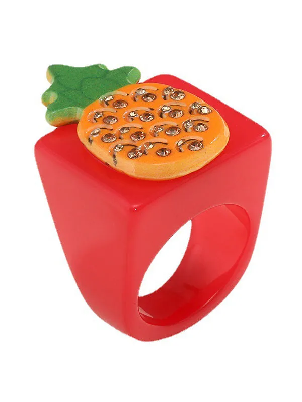 Fruit  Geometric Rhinestone Rings Accessories