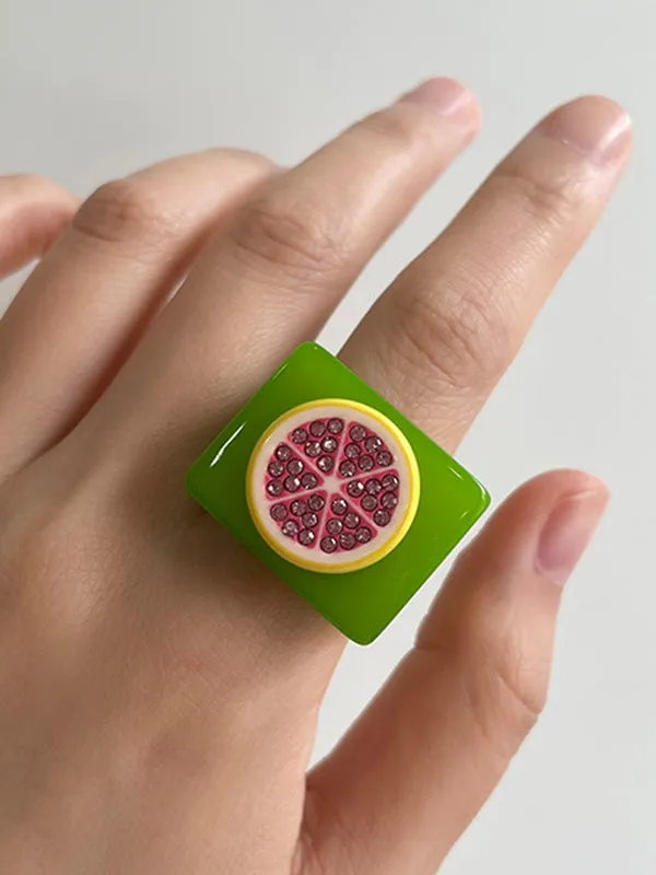 Fruit  Geometric Rhinestone Rings Accessories