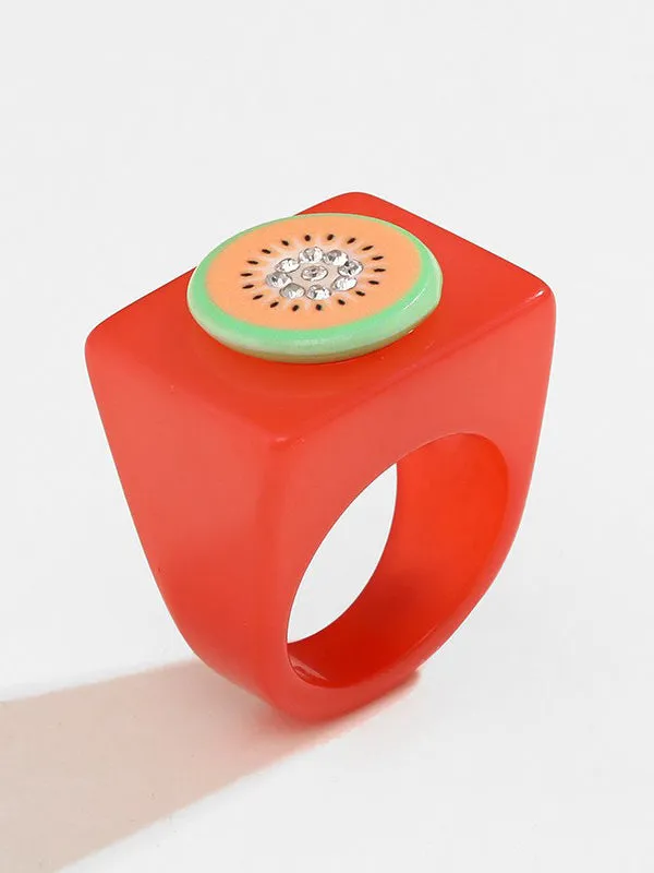 Fruit  Geometric Rhinestone Rings Accessories