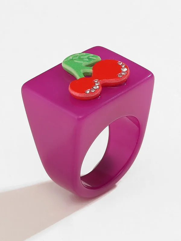 Fruit  Geometric Rhinestone Rings Accessories