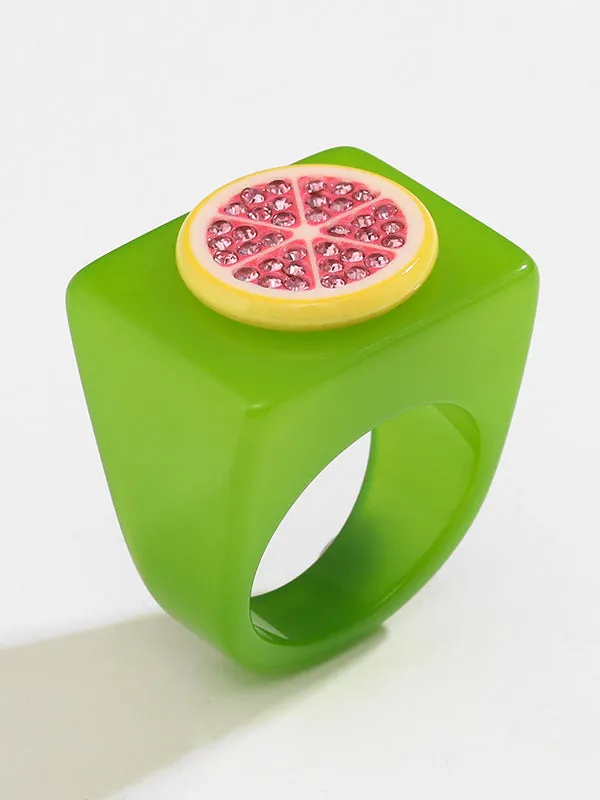 Fruit  Geometric Rhinestone Rings Accessories