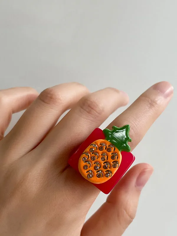 Fruit  Geometric Rhinestone Rings Accessories