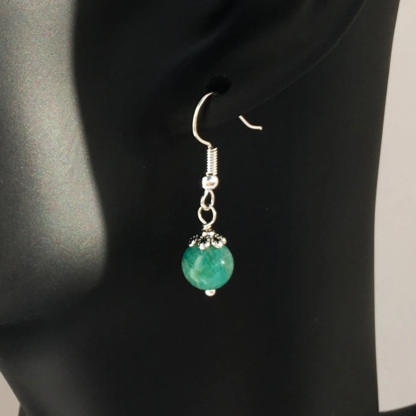 Genuine Amazonite Simple Drop Earrings - Quality Natural Gemstone Drop Earrings