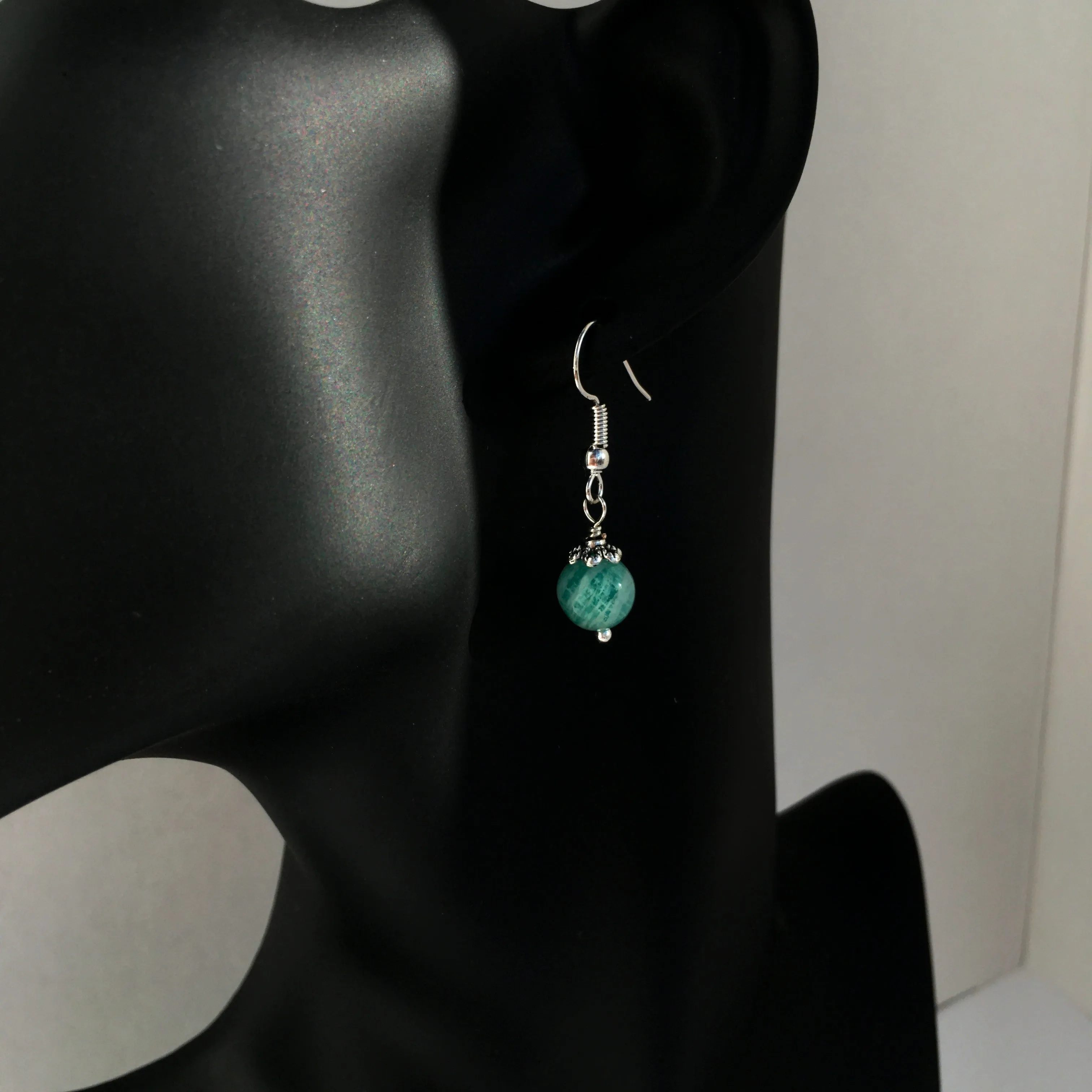 Genuine Amazonite Simple Drop Earrings - Quality Natural Gemstone Drop Earrings