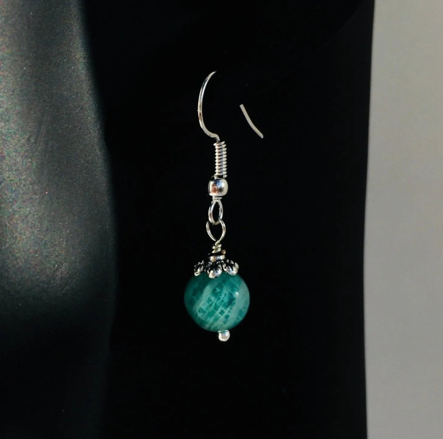 Genuine Amazonite Simple Drop Earrings - Quality Natural Gemstone Drop Earrings