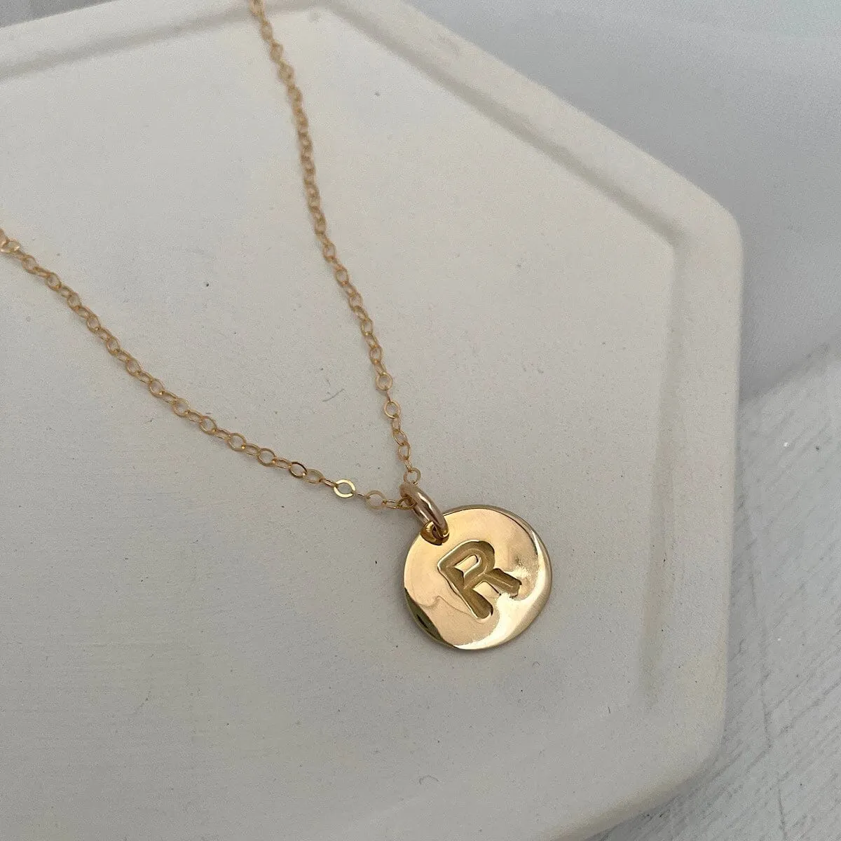 Gold Block Initial Necklace