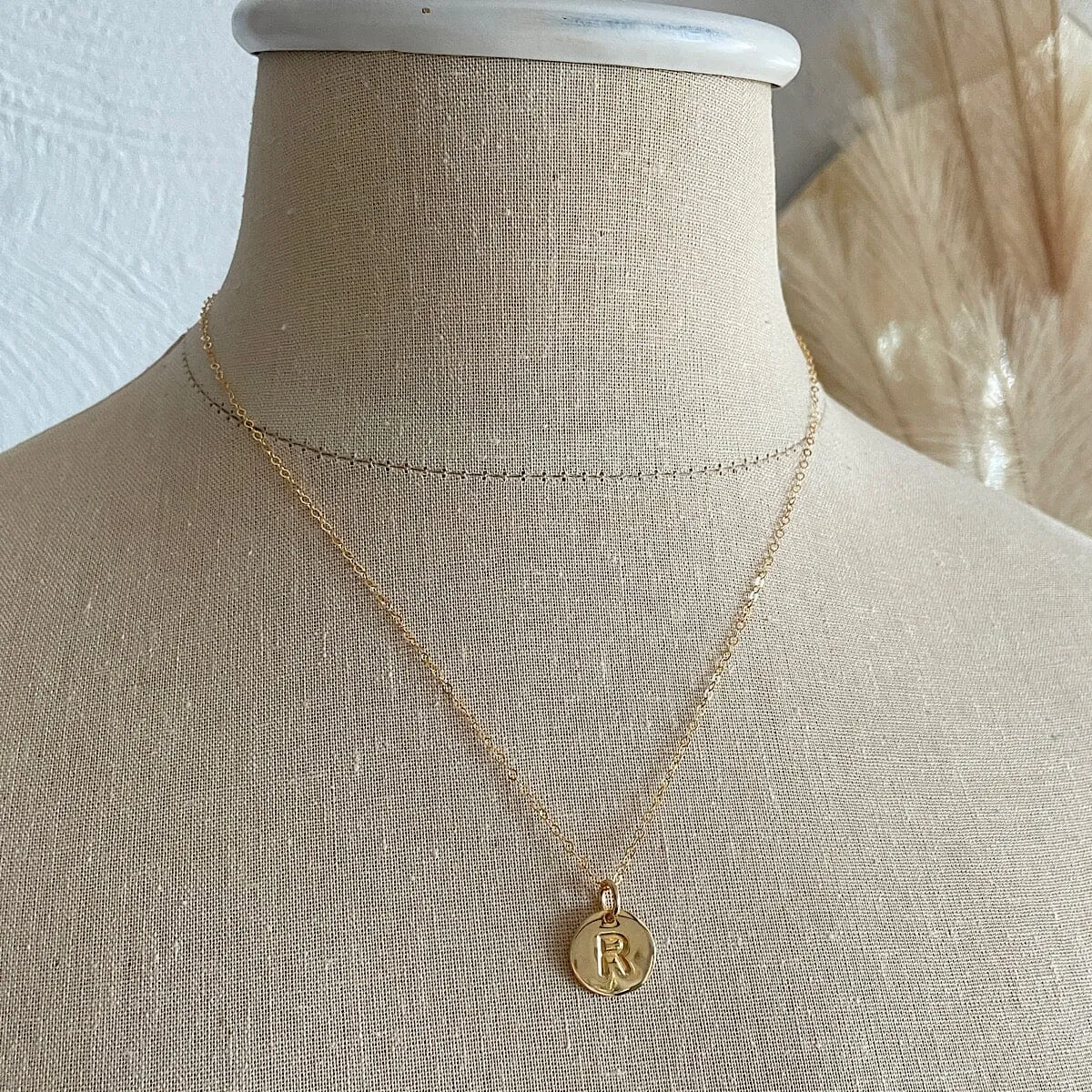 Gold Block Initial Necklace