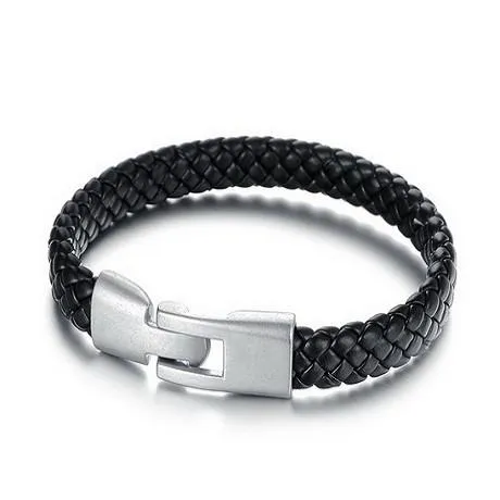 Handmade Genuine Leather Knitted Men's Bracelet