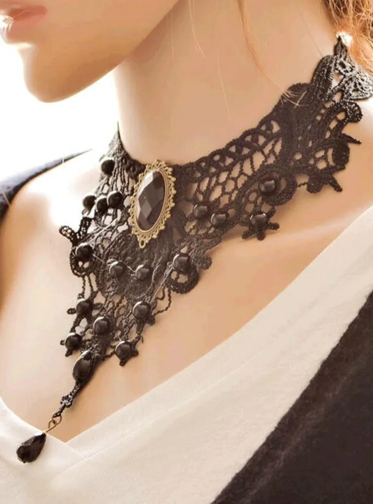 Handmade Gothic Lace Necklace Collar Necklace