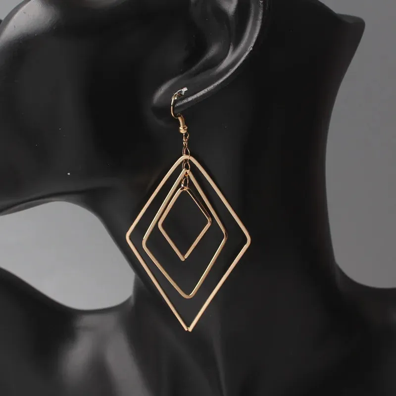 Hollow Geometric Drop Earrings | Simple Fashion Metal Earrings | Women's Trendy Jewelry