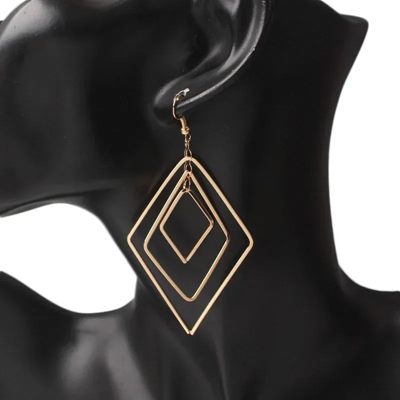 Hollow Geometric Drop Earrings | Simple Fashion Metal Earrings | Women's Trendy Jewelry