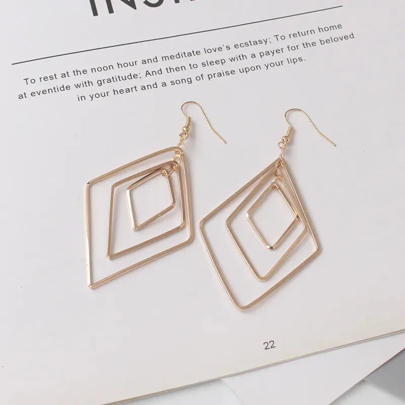 Hollow Geometric Drop Earrings | Simple Fashion Metal Earrings | Women's Trendy Jewelry
