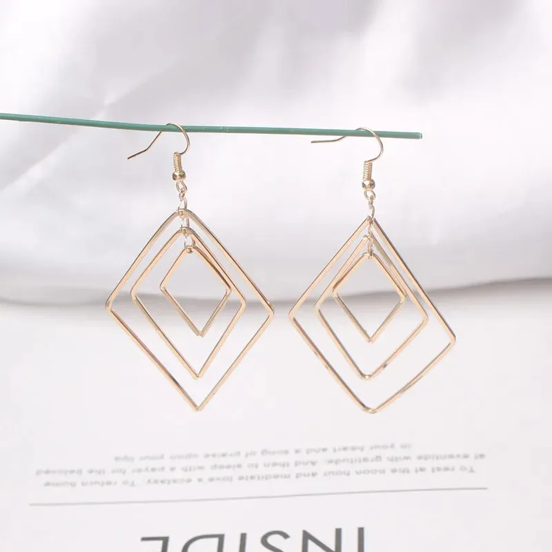 Hollow Geometric Drop Earrings | Simple Fashion Metal Earrings | Women's Trendy Jewelry