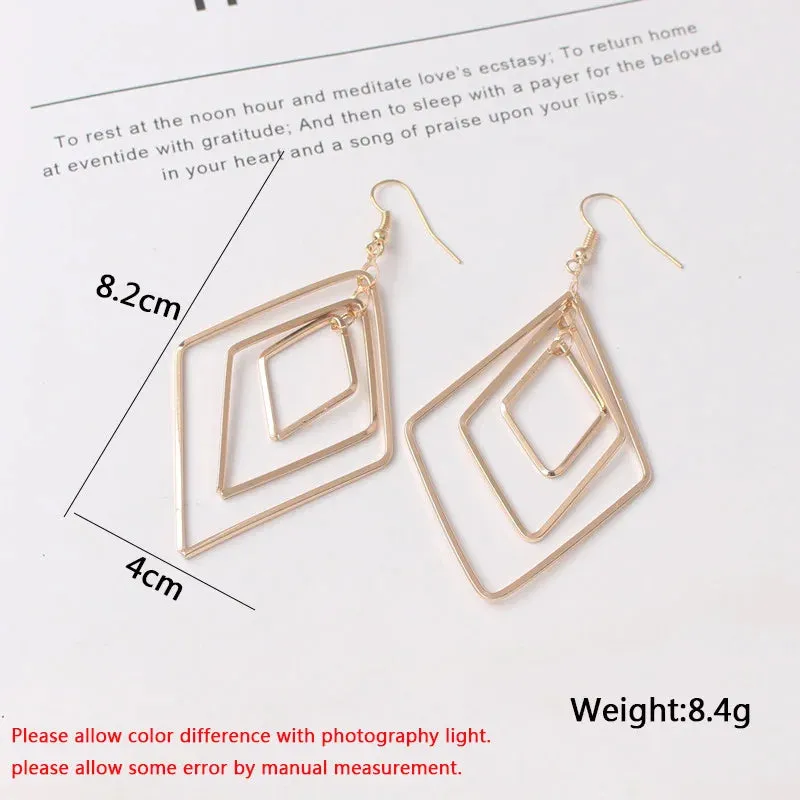 Hollow Geometric Drop Earrings | Simple Fashion Metal Earrings | Women's Trendy Jewelry
